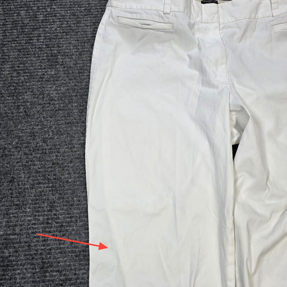 Talbots The Perfect Crop Curvy Pants Women's Size 12 White Cotton Blend Chino - Picture 7 of 8